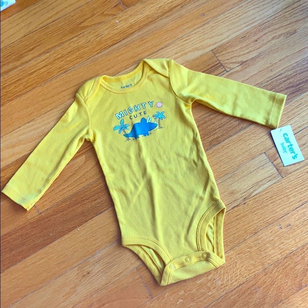— Carter’s — Yellow Triceratops Dinosaur Bodysuit